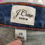 J.Crew  9" VINTAGE STRAIGHT DISTRESSED  RAW ANKLE BLUE WASH JEANS 25 Photo 11