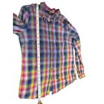 Max UK 18 US 14/16 Rainbow Plaid Button Up Long Sleeve 100% Cotton Shirt NWT Photo 8