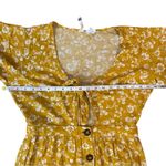 Mimi Chica  Yellow Floral Tie Front Button Midi Dress Bell Sleeve Boho Sz Medium Photo 3
