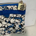 Carolina Herrera  Neiman Marcus Black and Blue Graphic Pouch cosmetic bag Photo 5
