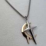 Star Moon Pendant Necklace for Men Women,Streetwear Punk Hip Hop Unisex Style Silver Photo 1