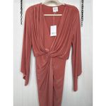 MISA Los Angeles NWT Teget Twisted Maxi Dress Blush Pink Long Sleeve Wedding XS Photo 4
