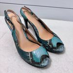 Cole Haan  Women's Peep‎ Toe Slingback Heels - Blue and Black Size 7.5 B Photo 2