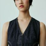 ZARA  Dark Denim Cropped Vest XS Photo 0