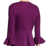 Kate Spade  Ruffle Sleeve Ponte Dress Skater Purple Medium Preppy Cocktail Party Photo 3
