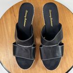 Tommy Bahama Kamala Wedge Heel Leather Slide Sandals Black White 9 Photo 3