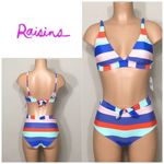 Raisin's stripe high waisted swimsuit. L-top/M-bottom. NWT Photo 1