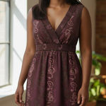 SONOMA Dress L Burgundy Paisley Sleeveless Romantic Earthy Boho Cottagecore Purple Size L Photo 0