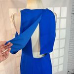 Nicole Miller  Royal Blue Satin Sleeveless Flounce Formal Gown Size 8 Photo 7