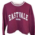 Pull & Bear Paradise League Maroon Cropped Sweatshirt Size S Long Sleeve Red Photo 1