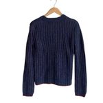 La Ligne Fuzzy Wuzzy V Neck Sweater Navy Blue Size XS Photo 2