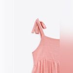 ZARA Bubble Gum Bohemian Tiered Long Straight Neckline 100% Cotton Dress Size XL Photo 5