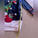 Holiday Time Pullover Christmas Sweatshirt Women's Navy Crew Neck Long Sleeves Embroidered Photo 6