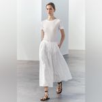 ZARA NWT  Women’s Cotton Lined Embroidered Eyelet Maxi Skirt Size XL Photo 4