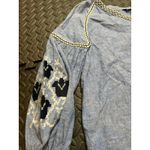 ZARA Tribal Embroidered Chambray Peasant top Linen Blue Long sleeve XS SOLD OUT Photo 4