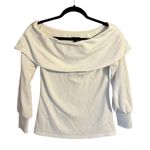 Ann Taylor Off-the-Shoulder Sweatshirt. Size XS. Ivory Color Photo 2