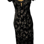 Urban Outfitters Velvet Floral Midi Dress Women’s Medium Black Whimsigoth NWT Photo 0