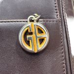 VTG Gianni Bernini Brown Leather Crossbody Bag Adjustable Strap Gold Charm‎ Photo 6