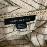 American Eagle Striped Lace-Up Front Round Neck Long Sleeve Blouse Ivory - M Photo 2
