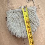 La Regale Vtg  Beaded Clam Seashell Evening Purse Shoulder Clutch Silver Chain Photo 3