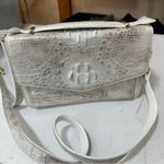 Grand Pelle Crocodile Embossed Leather White Flap Purse with Crossbody Strap Photo 9
