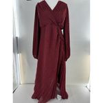 ASOS  Maxi Dress Size US 6 Red Chiffon Party Formal Metallic Pleated Wrap…​ Photo 14