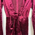 Tobi NWT Wine Red Velvet Deep V Long Sleeve Mini Dress Size XS Photo 7