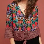 Anthropologie  Maeve Carter Floral Boho Tie Front Blouse XS Photo 0