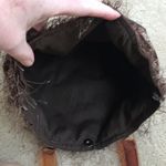 Brown Fabric Purse w/ Tortoise Handles Photo 5