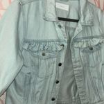 Blank NYC Sign your name light wash ruffle trim denim jacket Photo 3