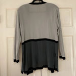 Misook Open Front Cardigan Long Gray Colorblock Sweater Knit Lightweight Neutral Photo 7