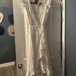 Ruffled White Wrap Dress Size M Photo 2