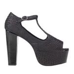 Jeffrey Campbell Mary Jane Foxy-Wood Black Snake Skin Calf Leather 40 / 9.5 Photo 0