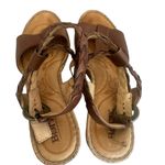 Born Brown Leather Cork Wedges Sandals Ankle Strap Braided Size 9 Women's Photo 7
