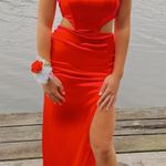 Red Coral Satin Formal Dress Size XS Photo 0