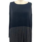 Eileen Fisher  Long‎ Sleeve Jersey Colorblock Dress Black Gray Size Medium Photo 3