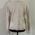Adrienne Vittadini Cream and Gold Ribbed Cardigan Sweater Photo 5