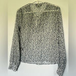 Five Seventy Five New  sheer long sleeve blue gray floral top sz S Photo 2