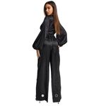 Missguided Misguided Satin Tie Front Wide Leg Jumpsuit Black Size 10 Photo 2
