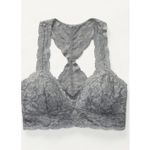 Free People NWT  Intimates Galloon Lace RacerBack Bra Graphite Gray, Small Photo 8