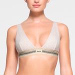SKIMS  COTTON RIB PLUNGE BRALETTE IN
NWT HEATHER OATMEAL XS Photo 0