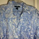 Karen Scott NWT  Blue Print Ombré Short Sleeve Button Up Blouse 0X Photo 4