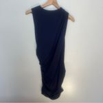 Susana Monaco  Side Ruched Navy Tank Bodycon Dress Large Crew Neck Sleeveless Photo 4
