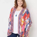 Tolani Collection Multicolor Floral Printed Tropical Open Front Woven Kimono S Pink Photo 0