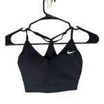 Nike  Black Logo Front Racerback V-Neck Front Design Sports Bra Women Sz S Photo 0