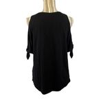 Sanctuary  Black Cold Shoulder Crew Neck Cotton Summer Top Women Sz S Photo 2