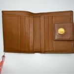 BVLGARI Bulgari Caramel Tan Unisex Textured Leather Bifold Wallet with Large Gold Snap Photo 1