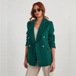 VICI  Holiday Hunter Green Pearl Double Breasted Tweed Blazer Jacket Large Photo 1