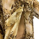Simonton Says by George Simonton Animal Print Ruffled Kimono QVC Blouse Medium Brown Photo 7