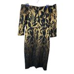 Trina Turk Metallic Jacquard Off-the-Shoulder Sumire Dress Size 4 – Black & Gold Photo 8